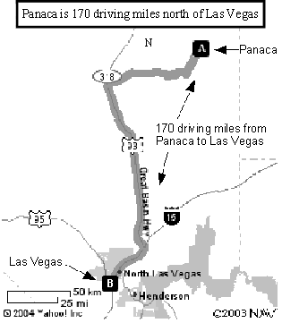 Relationship of Panaca to Las Vegas